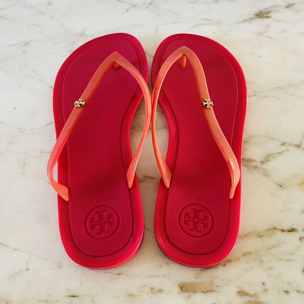 TORY BURCH Solid Red Jelly Thong Sandal - US 7